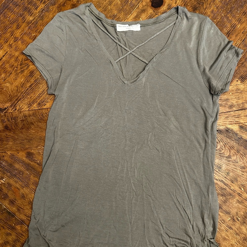 Project Social T Gray Gray Cut Out Short Sleeve Tee- Super Soft